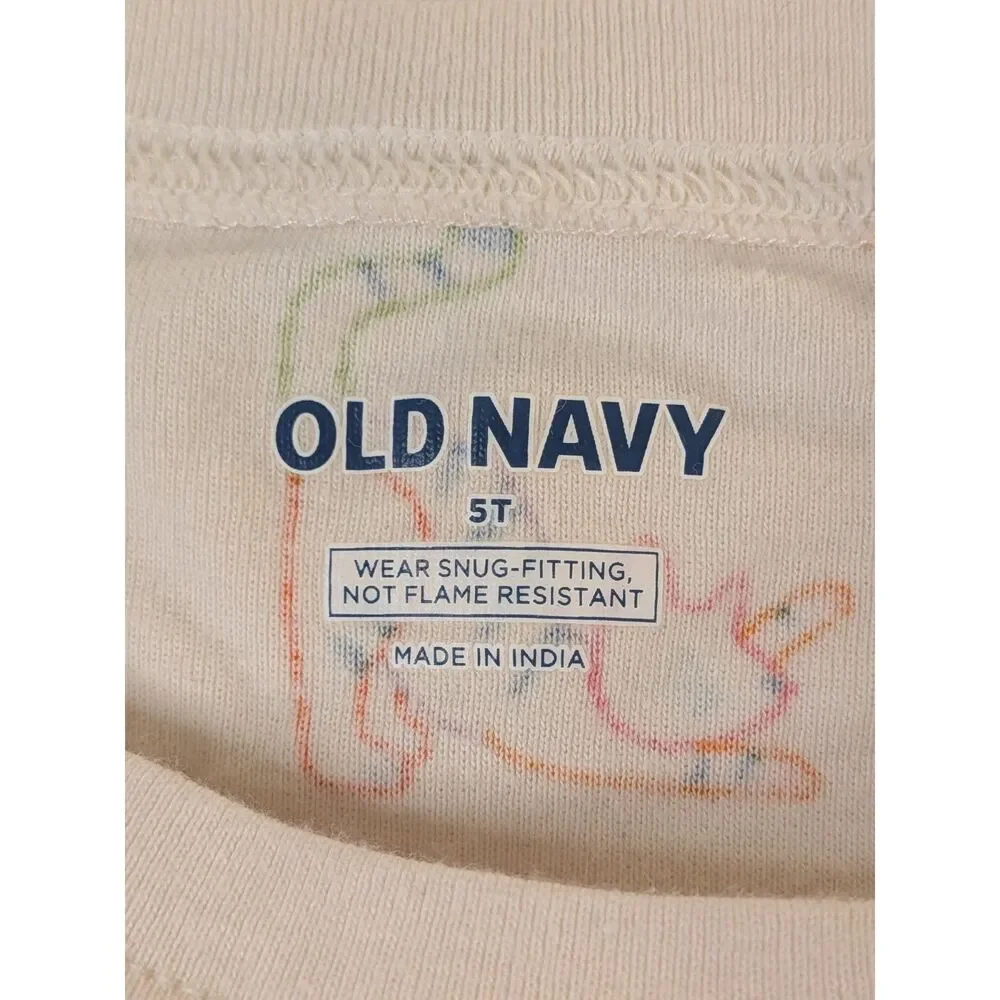 Old Navy girls size 5T cat print short sleeve shirt 100% cotton
